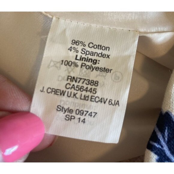 J Crew Skirt Size 6 Blue Floral Pencil Cotton Zip Up Office Preppy Party Casual - Picture 6 of 9